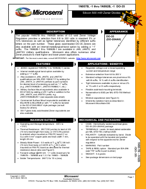 1N973B-1 Datasheet PDF Microsemi Corporation