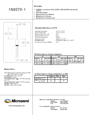 1N3070-1 Datasheet PDF Microsemi Corporation