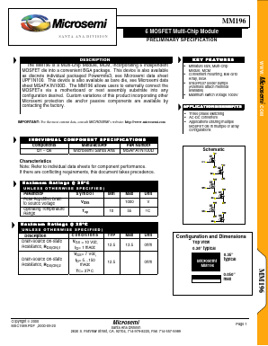 MM196 Datasheet PDF Microsemi Corporation