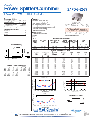 ZAPD-2-22-75 Datasheet PDF Minicircuits