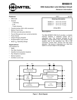 MH88615-7 Datasheet PDF Mitel Networks