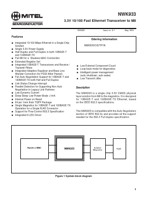 NWK933 Datasheet PDF Mitel Networks