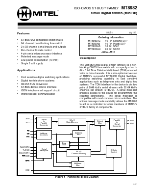 MT8982AS Datasheet PDF Mitel Networks