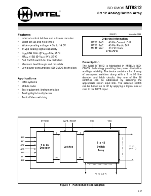 MT8812AP Datasheet PDF Mitel Networks
