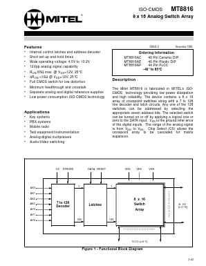 MT8816AP Datasheet PDF Mitel Networks