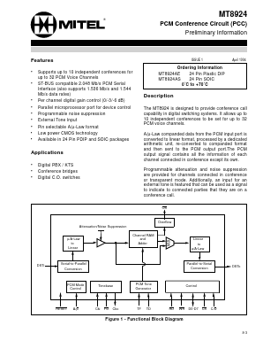 MT8924 Datasheet PDF Mitel Networks