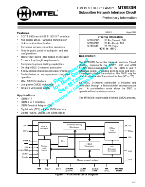 MT8930B Datasheet PDF Mitel Networks