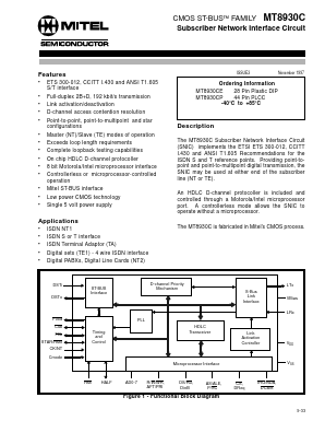 MT8930C Datasheet PDF Mitel Networks