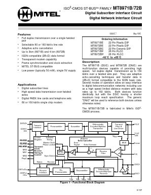MT8971BE Datasheet PDF Mitel Networks