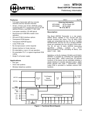 MT9126AS Datasheet PDF Mitel Networks