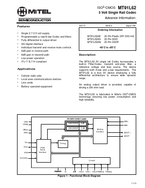 MT91L62 Datasheet PDF Mitel Networks