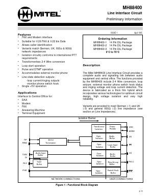 MH88400-3 Datasheet PDF Mitel Networks
