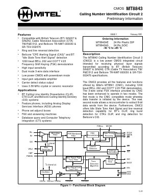 MT8843AS Datasheet PDF Mitel Networks