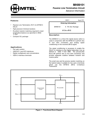 MH89101 Datasheet PDF Mitel Networks