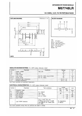 M67748LR Datasheet PDF MITSUBISHI ELECTRIC 