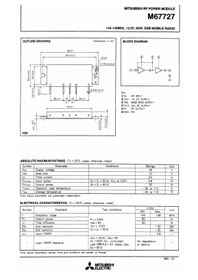 M67727 Datasheet PDF MITSUBISHI ELECTRIC 