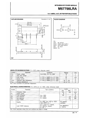 M67798LRA Datasheet PDF MITSUBISHI ELECTRIC 