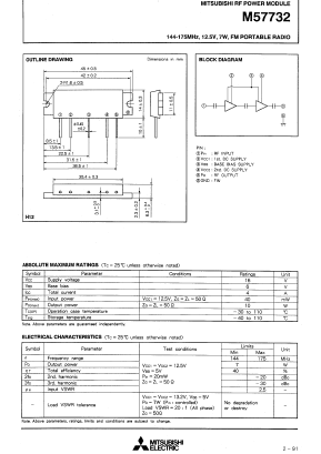M57732 Datasheet PDF MITSUBISHI ELECTRIC 