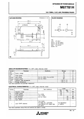 M67781 Datasheet PDF MITSUBISHI ELECTRIC 