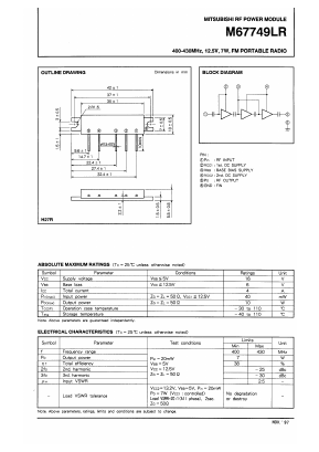 M67749LR Datasheet PDF MITSUBISHI ELECTRIC 