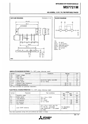 M57721M Datasheet PDF MITSUBISHI ELECTRIC 