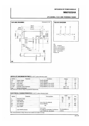 M68703SHA Datasheet PDF MITSUBISHI ELECTRIC 