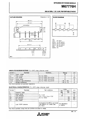 M67776H Datasheet PDF MITSUBISHI ELECTRIC 