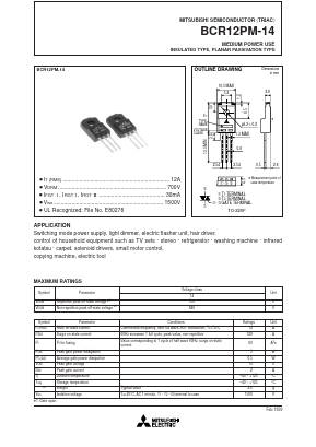 BCR12PM-14 Datasheet PDF MITSUBISHI ELECTRIC 