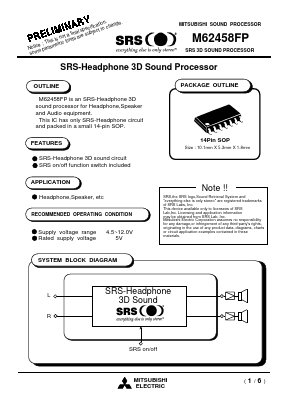 M62458FP Datasheet PDF MITSUBISHI ELECTRIC 