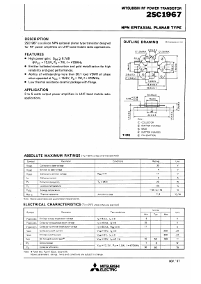 2SC1967 Datasheet PDF MITSUBISHI ELECTRIC 