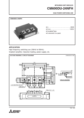 CM600DU-24NFH Datasheet PDF MITSUBISHI ELECTRIC 