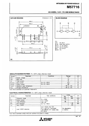 M57716 Datasheet PDF MITSUBISHI ELECTRIC 