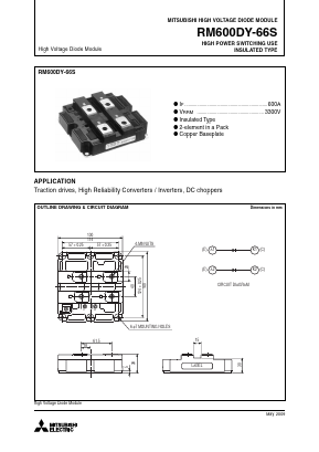 RM600DY-66S Datasheet PDF MITSUBISHI ELECTRIC 
