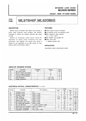 ML961B8S Datasheet PDF MITSUBISHI ELECTRIC 