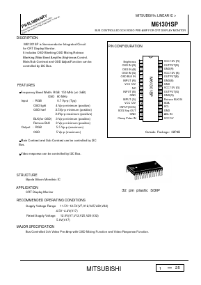 M61301SP Datasheet PDF MITSUBISHI ELECTRIC 