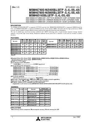 M5M467805BTP-6 Datasheet PDF MITSUBISHI ELECTRIC 