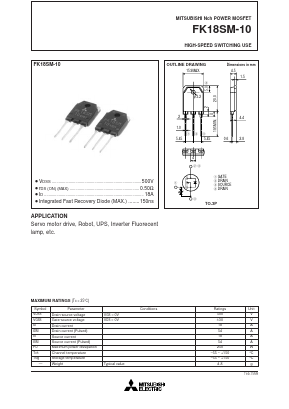 FK18SM-10 Datasheet PDF MITSUBISHI ELECTRIC 