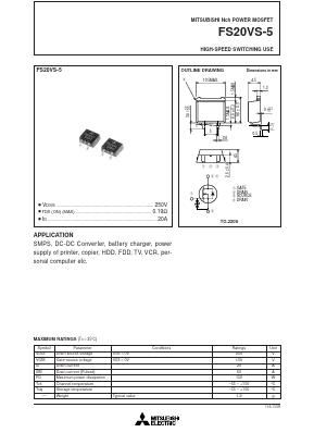 FS20VS-5 Datasheet PDF MITSUBISHI ELECTRIC 