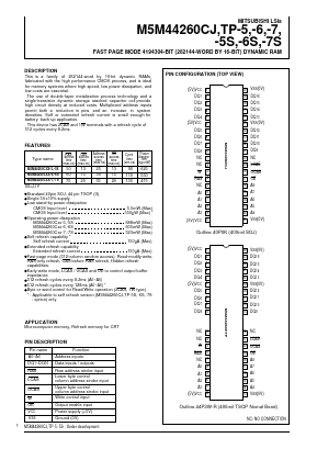 M5M44260CJ-5 Datasheet PDF MITSUBISHI ELECTRIC 