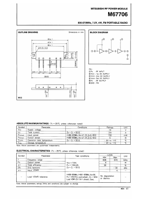 M67706 Datasheet PDF MITSUBISHI ELECTRIC 