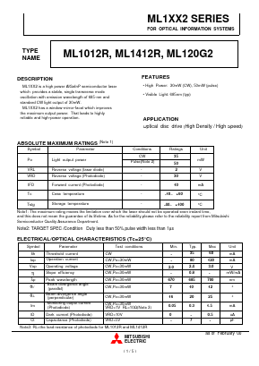 ML1012R Datasheet PDF MITSUBISHI ELECTRIC 