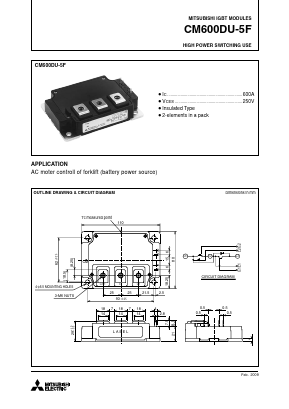 CM600DU-5F Datasheet PDF MITSUBISHI ELECTRIC 