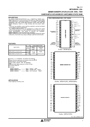 M5M51008DFP-55H Datasheet PDF MITSUBISHI ELECTRIC 