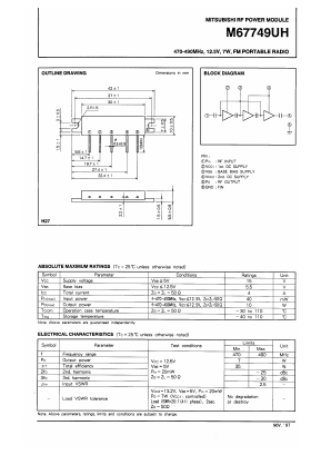 M67749UH Datasheet PDF MITSUBISHI ELECTRIC 