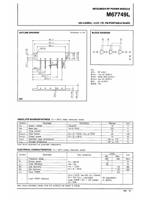 M67749L Datasheet PDF MITSUBISHI ELECTRIC 