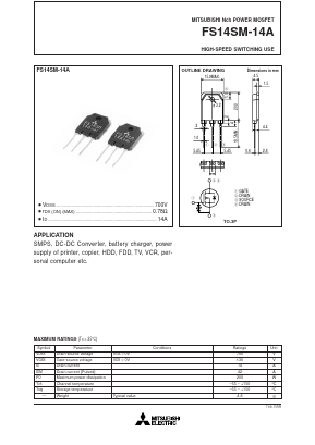 FS14SM-14A Datasheet PDF MITSUBISHI ELECTRIC 