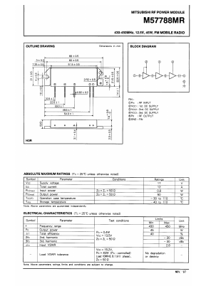 M57788MR Datasheet PDF MITSUBISHI ELECTRIC 