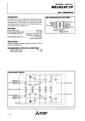 M51923P Datasheet PDF MITSUBISHI ELECTRIC 