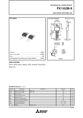 FK14UM-9 Datasheet PDF MITSUBISHI ELECTRIC 