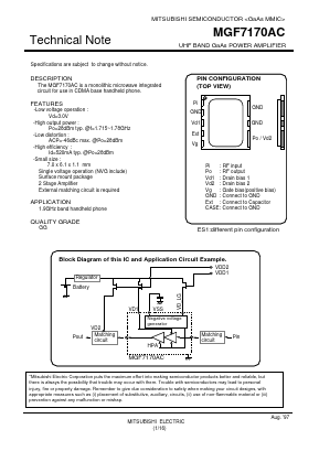 MGF7170AC Datasheet PDF MITSUBISHI ELECTRIC 